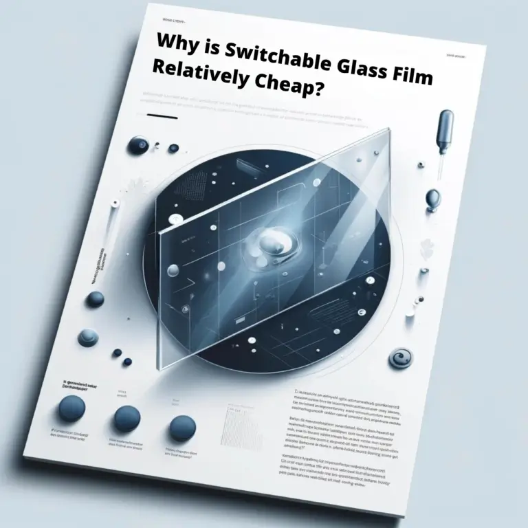 Illustration explaining the cost advantages of switchable smart film technology compared to traditional smart glass solutions for residential and commercial applications.