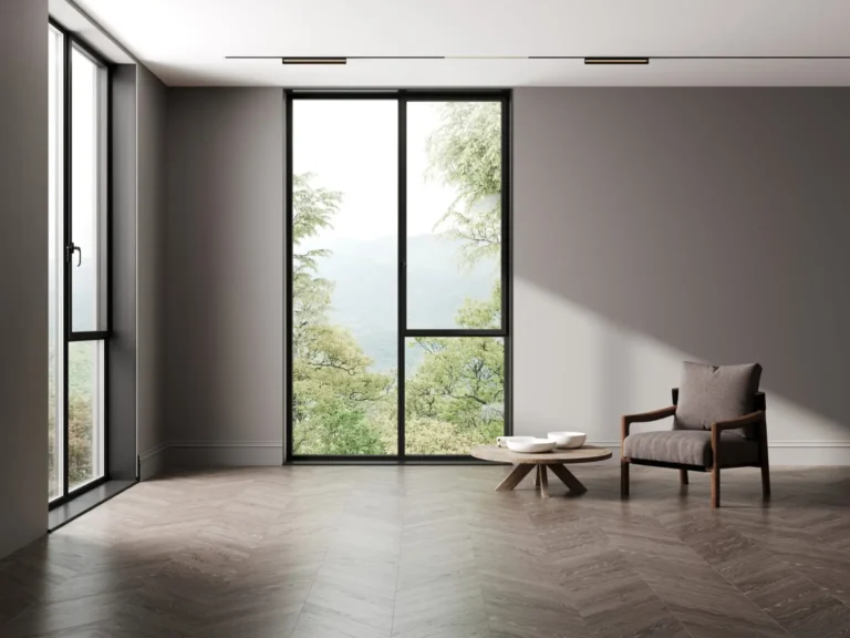 Switchable Glass Redefines Privacy Expectations: But How? Modern residential interior featuring switchable smart glass windows for natural light control, privacy, and energy-efficient home design.