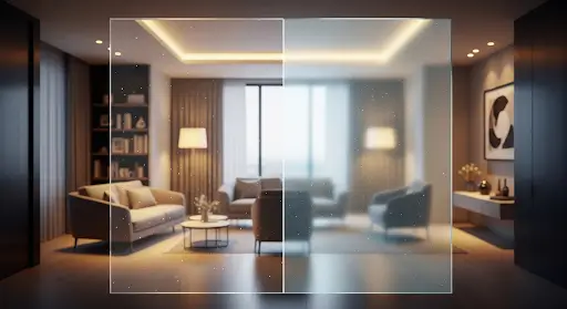 Smart Film instantly switches glass from transparent to opaque for privacy
