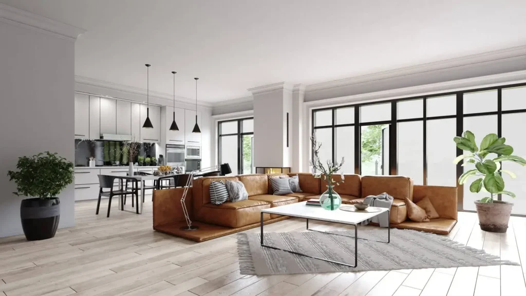 Modern living area with smart glass by Innovative Future Smart Glass, Dubai