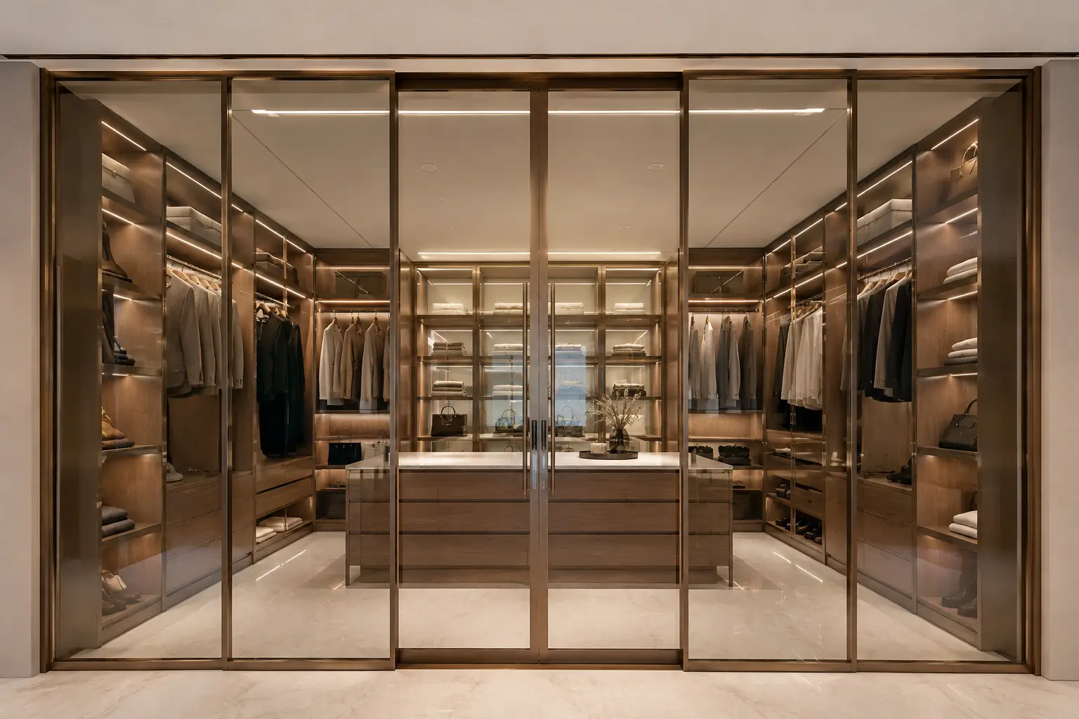 Bespoke Dressing Room Through Crystal Clear Smart Glass