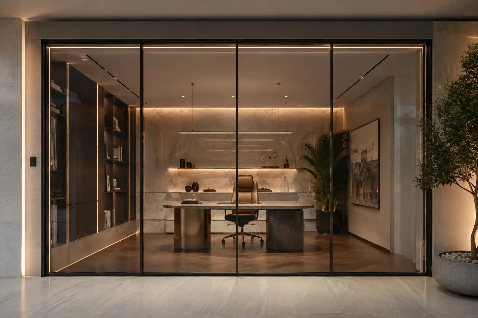 Luxury Villa Office Through Smart Glass